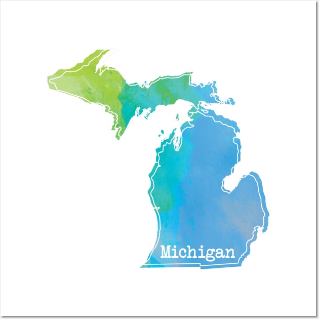 Michigan Watercolor Outline Wall Art by UnderwaterSky